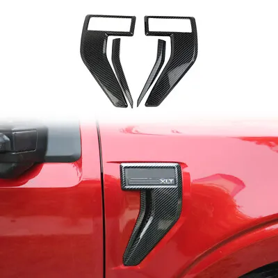 Carbon Fiber Side Fender Badge Emblem Cover Trims For 2021-2023 Ford F-150 • $36.99