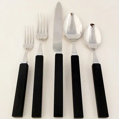 DENBY EBONY ENERGY 5 Piece Place Setting Stone & Steel NEW NEVER USED  • $74.99