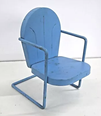 Vintage Style Small Blue Metal Mini Patio Chair Dollhouse  Bears Furniture #rs • $12.50