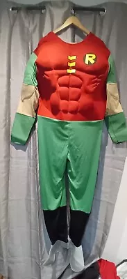 £12 • Buy Mens Robin Superheros Fancy Dress Costume Deluxe Muscle Chest Cape Mask Medium