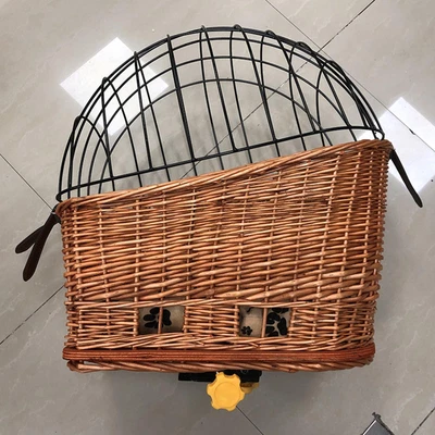 £65.45 • Buy Wicker Bike Basket Pet Carrier Bicycle Cat Dog Seat Front Riding With Lids