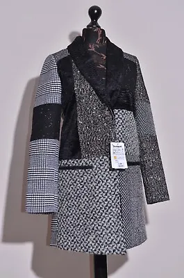 BNWT Desigual Womens Classic Long Grey Coat Wool Blend Size 38 UK10 US4 • £74.09