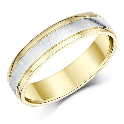 4mm Two Colour 18ct Gold Wedding Ring Court Shaped Matt & Polished UK Hallmarked • £375