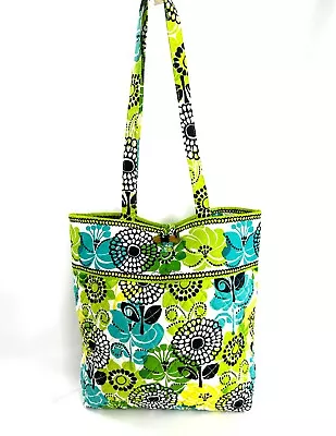 Vera Bradley Limes Up Green Blue Floral Medium Tote Bag Travel Handbag Business • $24.58