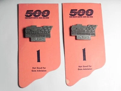 $24.50 • Buy (1) 1982 INDIANAPOLIS INDY 500 PIT PASS BADGE PRESS MEDIA PIN Pinback W/ Card #1