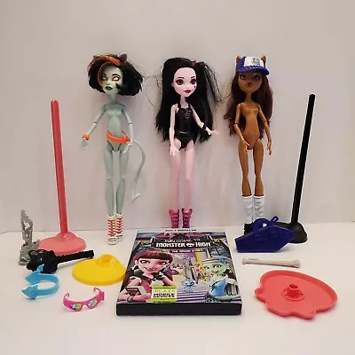 Monster High Doll Lot Of 3 Clawdeen Wolf G1 Scarah Screams G1 Draculara 2016 DVD • $49.95