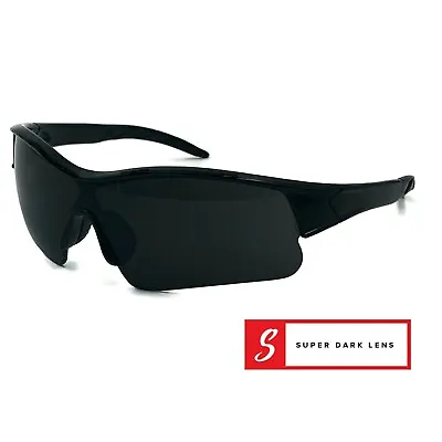 XL Large Men Super Dark Lens Black Sunglasses Sport Running Fishing Golf Driving • $10.99