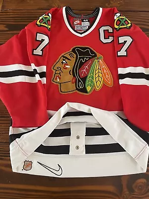 Nike Authentic Chelios Chicago Blackhawks NHL Hockey Jersey Vintage Red 44/M • $399.95