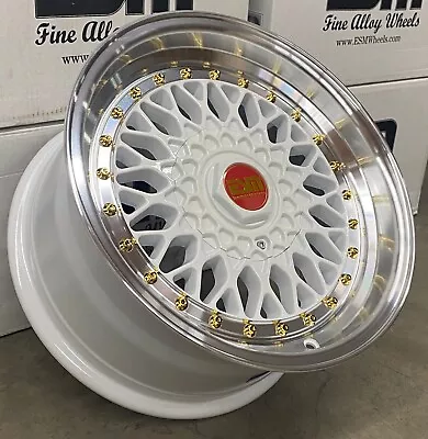 16x8 +20 WHITE GR 4x100 5x100 ESM 02R Wheels Rims VW Jetta Golf GTI • $720