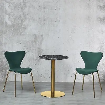 60cm Black Marble Round Dining Table And Chairs Set Gold Leg Furniture • £199.99