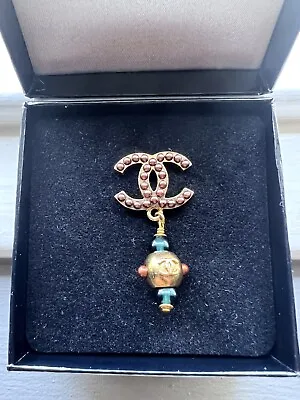 $359.83 • Buy Authentic Vintage 02 A Chanel Gold CC Pearl Brooch Pin With Pendant RARE