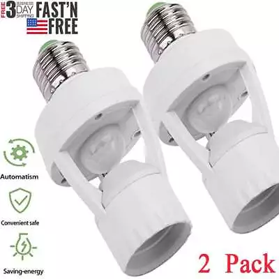 2X E27 Radar Motion Sensor Light Holder Outdoor Detector Base Switch Bulb Socket • $13.15