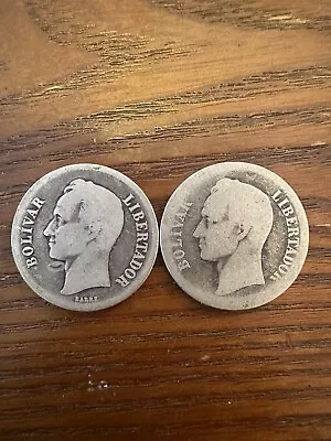 Silver Coins (2) 1919 Venezuela 2 Bolivares • $9.90