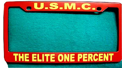 License Plate Frame-U.S.M.C./THE ELITE ONE PERCENT-Polished ABS- #3377YR • $9.95