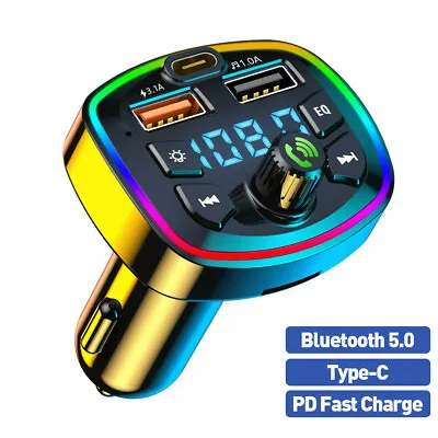 Car Bluetooth FM Transmitter USB PD Fast Charger Audio Adapter MP3 Music Player • $10.99