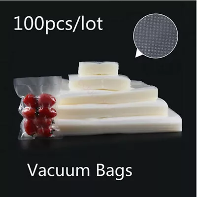 100Pcs Strong Vacuum Sealer Food Bags Storage Textured Pouches Sealed Keep Fresh • $28.76