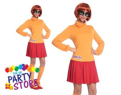 Womens VELMA Fancy Dress Costume Scooby Doo Cartoon + Wig World Book Day Adult • £36.95