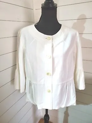 George Designs By Mark Eisen Women's Ivory Peplum Top Size12 Linen Blend Lined  • $15