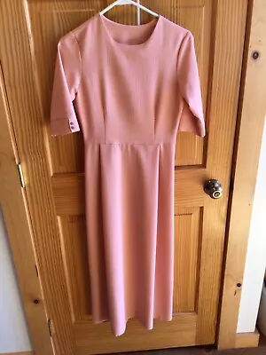 Amish Mennonite Hand Made Ladies 3/4 Sleeve Peach Dress B34 EUC Plain Clothing • $12.99