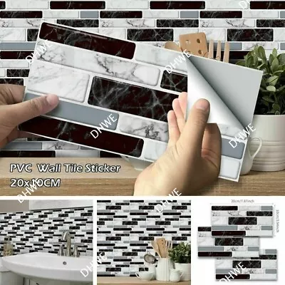 £15.98 • Buy 9-54PCS Self Adhesive Mosaic Brick Tile 3DSticker Kitchen Bathroom Wall Stickers