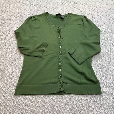 Mossimo Cardigan Sweater Womens XL (Shrunken To Medium) Green Button Up Cotton • $14.99