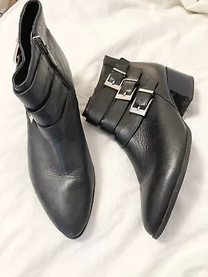 Via Spiga Black Leather Ankle Boots Size 8 • $44