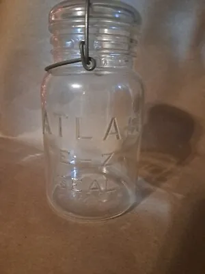 Vintage Atlas E-Z Seal Glass Quart Jar Clear  • $2.75