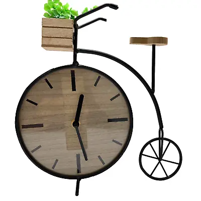 Clock Bicycle Bike Vtg Style Big Wheel Battery Required Basket & Plastic Plant 8 • $12.50