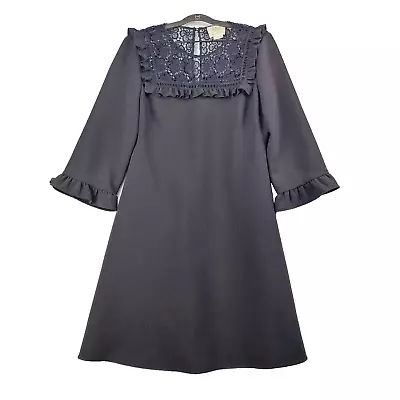 KATE SPADE New York Dress Black Size 14 Lace Bib Ruffle Classic Minimal • $55.20