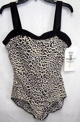 Miraclesuit Animal Print 1Pc Womens Swimsuit~Tag Size:18~Taupe/Brown 6501740 Nwt • $47.99