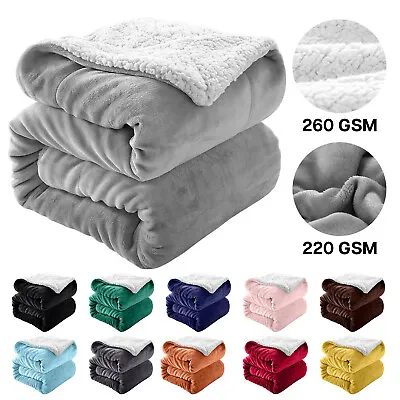 £15.99 • Buy Sherpa Fleece Blanket Soft Warm Faux Fur Large Sofa Throw Bed Double King Sizes