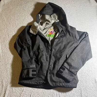 Men's Burton Dry Ride Dark Gray Snowboard Long Jacket Hooded Full Zip Size L • $37.50