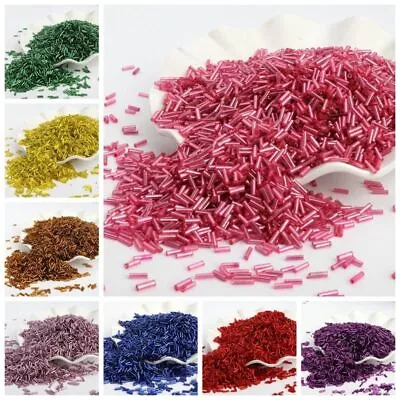 $6.23 • Buy Crystal Long Tube Beads 2x6mm Czech Glass Seed Beads Jewelry Making 400pcs Set