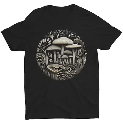 Trippy Mushroom Hunter T Shirt Mystical Mycology Tattoo Cotton Men Women Shirt • $16.99