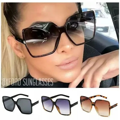 £4.99 • Buy Oversized Womens Ladies Sunglasses Oval Large Square Black Leopard Flat Top