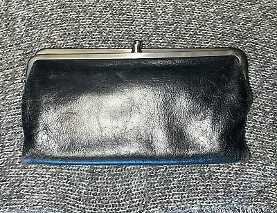 HOBO INTERNATIONAL~LAUREN~Black Leather Clutch Double Frame Wallet~GORGEOUS • $29.95