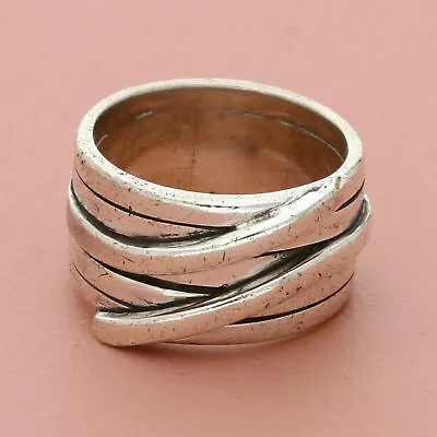 Sterling Silver Mens Chunky Striped Band Ring Size 9.5 • $100