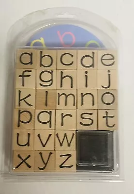Stampabilities 26 Piece Sealed Lowercase Alphabet Set Rubber Stamps Wood Ink Pad • $9.99