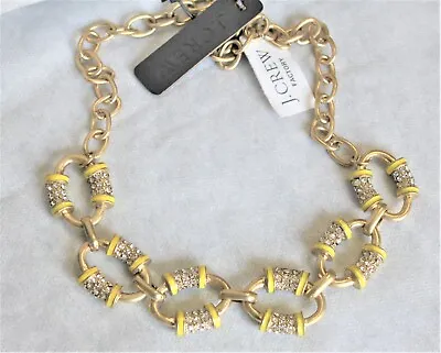 NEW J. Crew Yellow Enamel Pave Chain Link  Gold Tone Necklace • $14.99