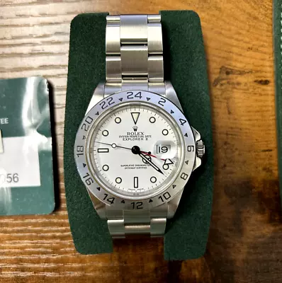 1999 Rolex Explorer Ii 16570 Polar White Dial Stainless Steel Gmt Oyster Watch • $7600