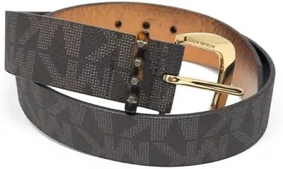 Michael Kors Women's MK Signature Logo Jacquard Brown Belt Sz MD NEW! • $24.99