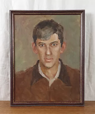 Male Portrait Vintage Art Original Oil Painting Ukrainian Artist • $175