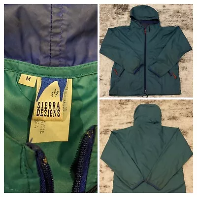 VTG Sierra Designs Men Medium M Green Blue Full Zip Windbreaker Zip Pockets 90's • $14.99