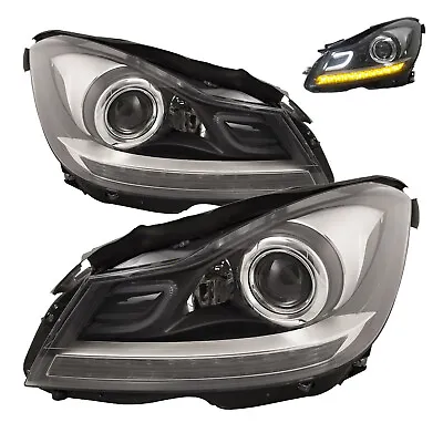 Headlights Fit 12-14 Mercedes-Benz Halogen Projector W/LED DRL Left Right Set • $370.38