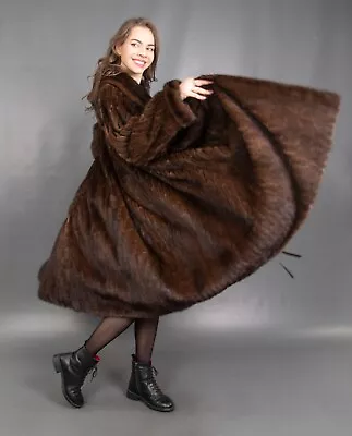 3379 Gorgeous Real Mink Coat Luxury Fur Swinger Very Long Beautiful Size 2xl • $1