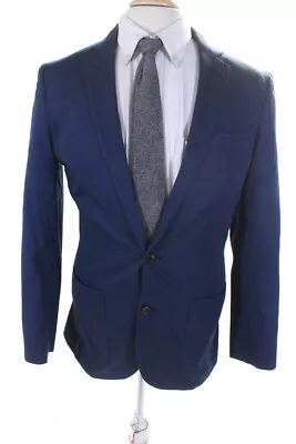 J Crew Mens Two Button Ludlow Blazer Jacket Navy Blue Cotton Size 38 Regular • $41.49