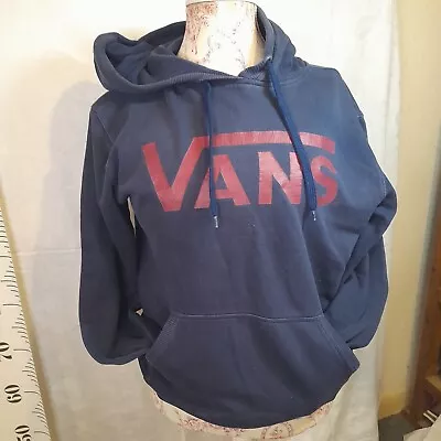 Vans Pullover Hoodie In Blue With Red Logo • £15