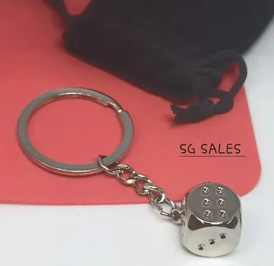 3D Lucky Dice Keyring Keychain Metal Gambler Casino Gift Bag Xmas  • £3.45