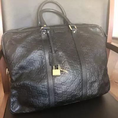 Gucci GG Briefcase Business Bag Top Handle Hand Bag Sima Leather DarkBrown • $630