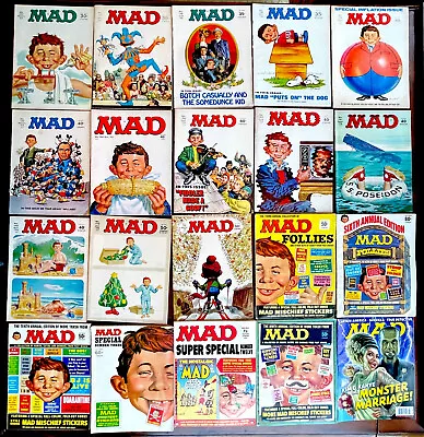 MAD MAGAZINE Extravaganza!! Lot Of 20 Issues! Dating Back To 1966!  Some Inserts • $21.50